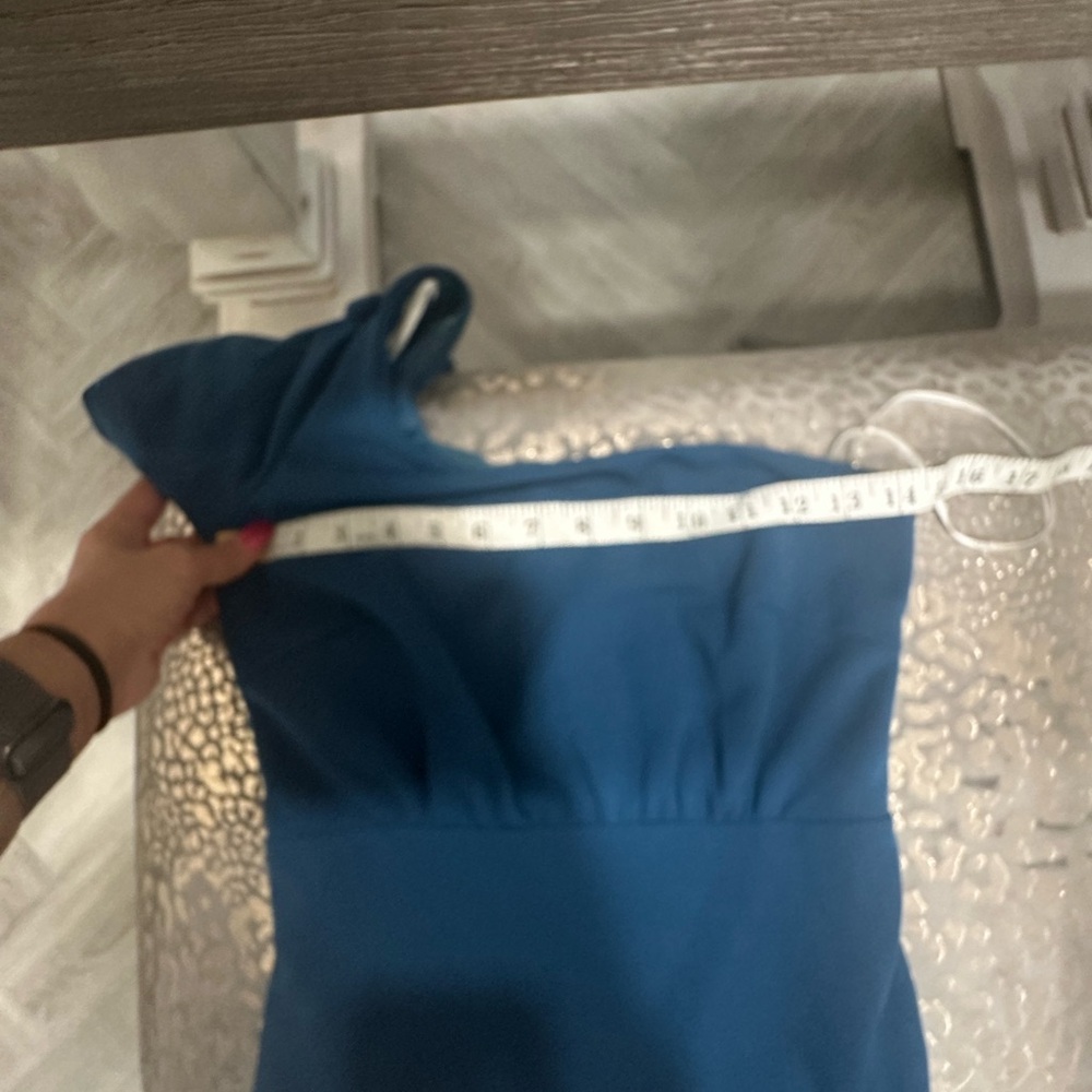 New Lulu's Ultimate Poise Teal Blue One-Shoulder Midi Dress XS X-Small Classy - Picture 10 of 11